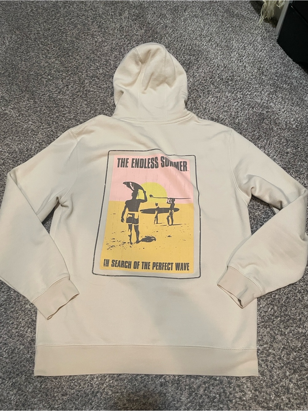 The Endless Summer Cream Hoodie with Surf Graphic